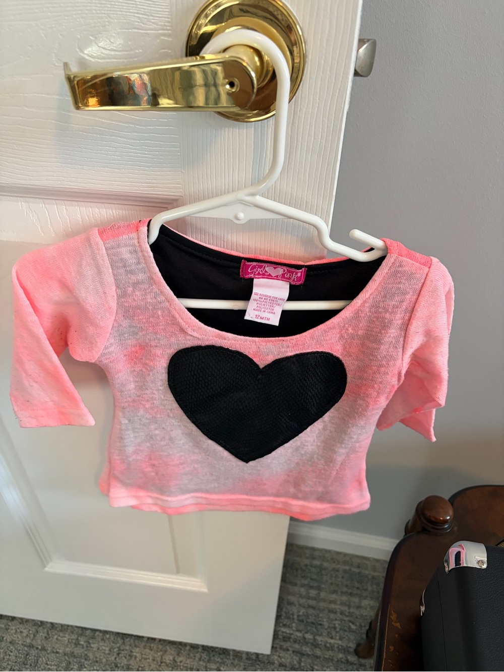 Girls Pink Heart Knit Top